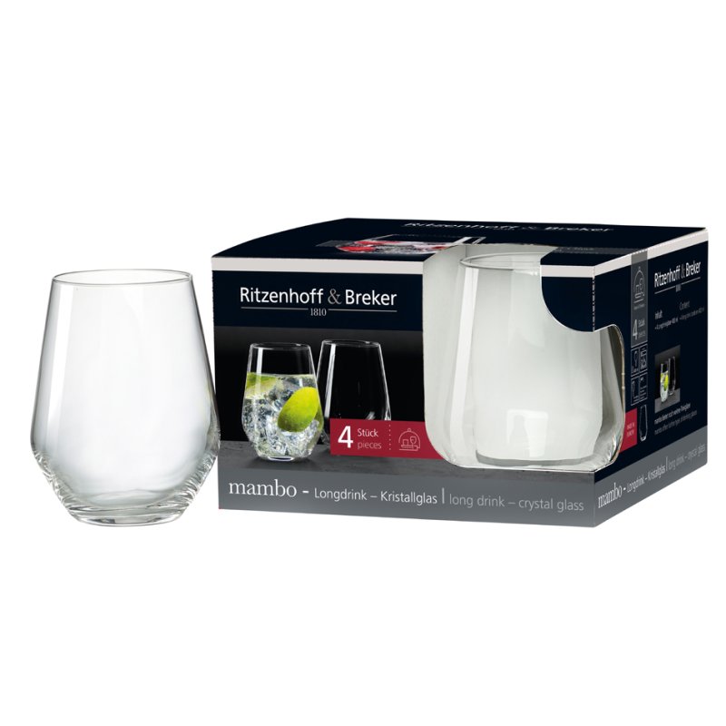 Ritzenhoff & Breker verres long drink Mambo, cristal, 0,4 litre, 4 pièces