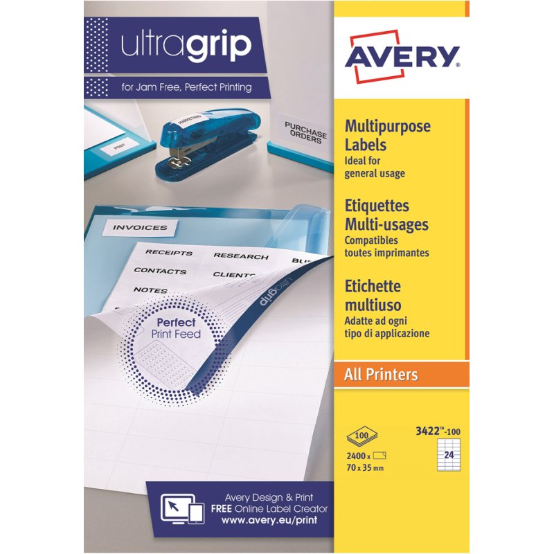 AVERY multifunctionele etiketten, 210×148 mm, wit, 200 stuks