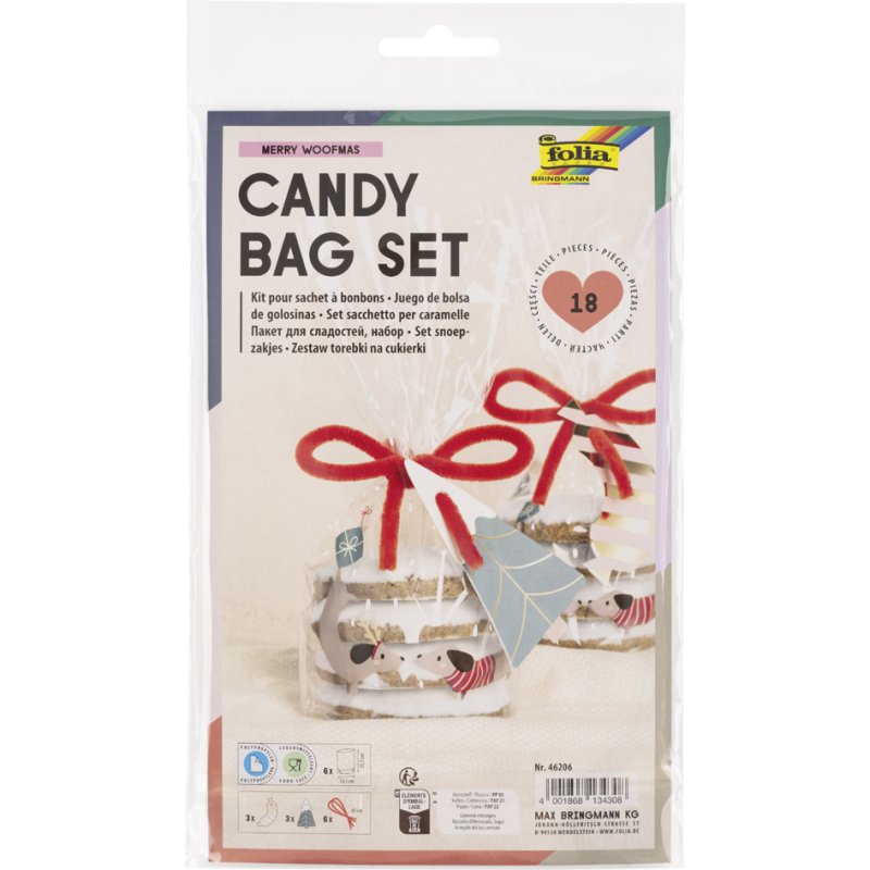 folia snoepzakjes-set Merry Woofmas, wintermotieven, 6 zakjes, 145×235 mm
