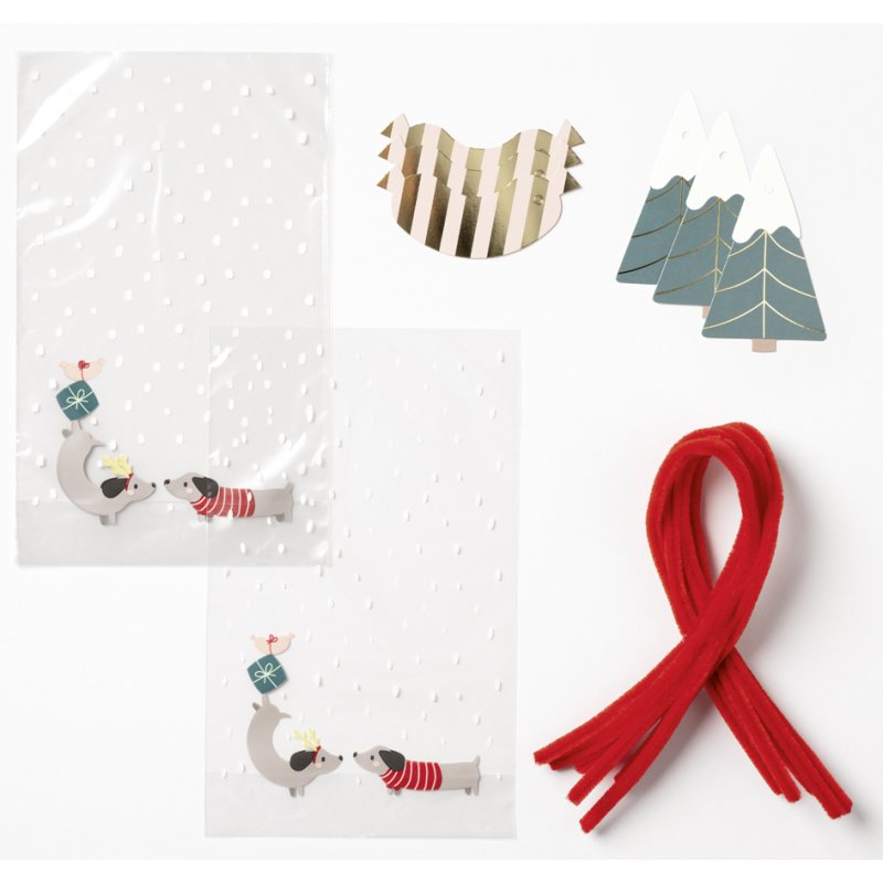 folia snoepzakjes-set Merry Woofmas, wintermotieven, 6 zakjes, 145×235 mm