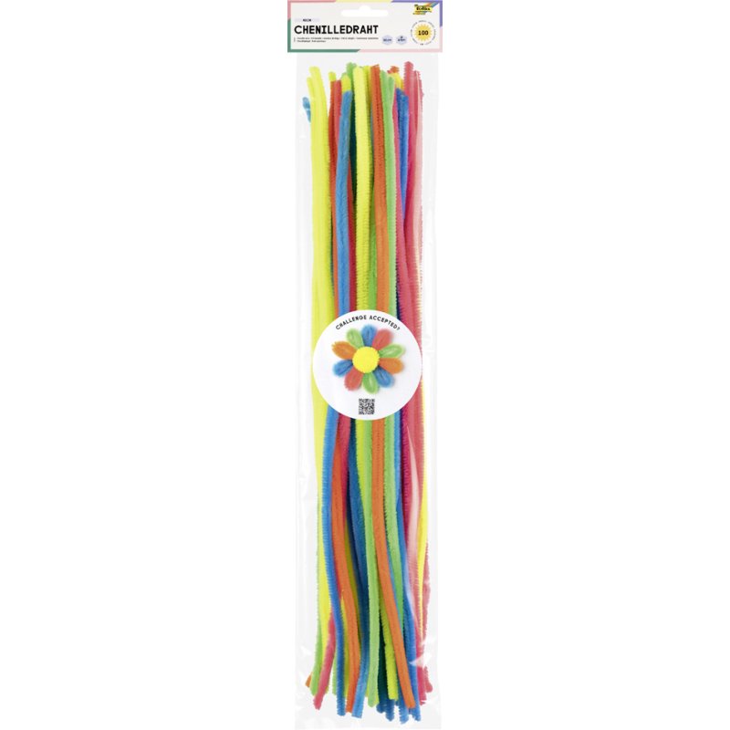 folia chenilledraad NEON, gemengde neokleuren, 500 mm, 10 stuks