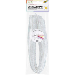 folia chenilledraad, zilver-iriserend, 500 mm, 10 stuks