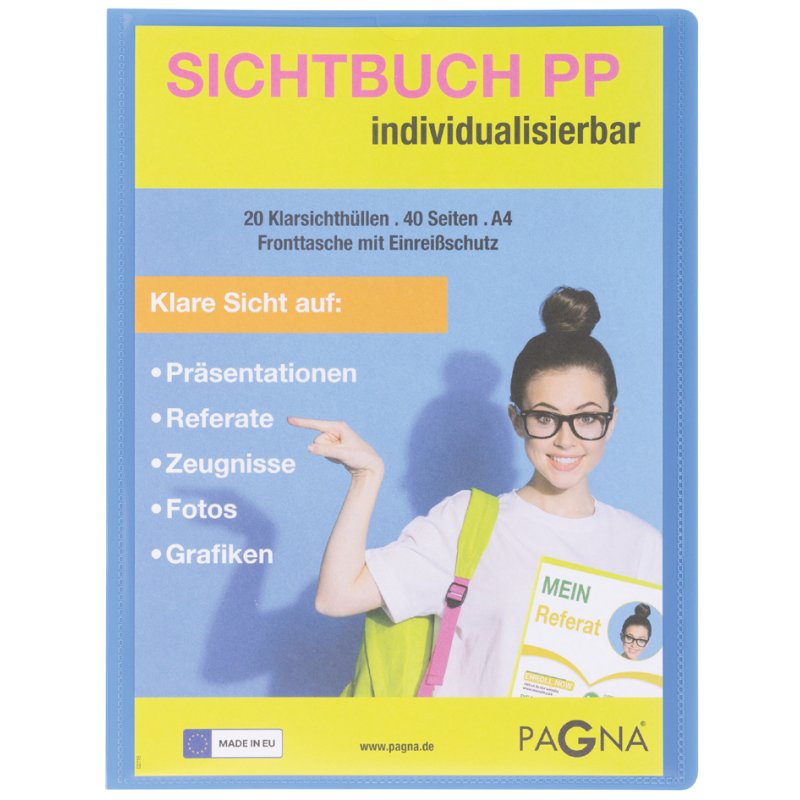 PAGNA album de présentation School A4, bleu clair, 20 pochettes
