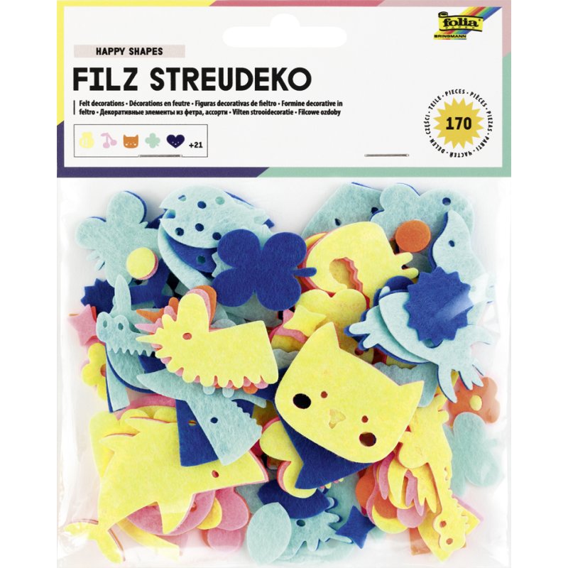 folia viltdecoratie Letters & Cijfers, gekleurde mix, 200 stuks
