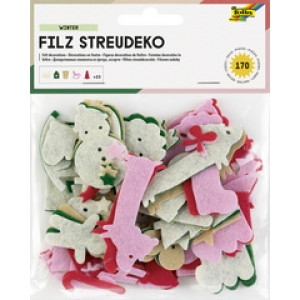 folia vilten strooiversiering Winter, kerstmotieven, gemengde kleuren, 170 stuks