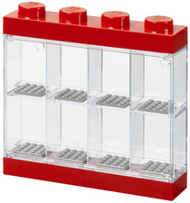 LEGO minifiguren vitrinekast voor 8 figuren, rood, stapelbaar