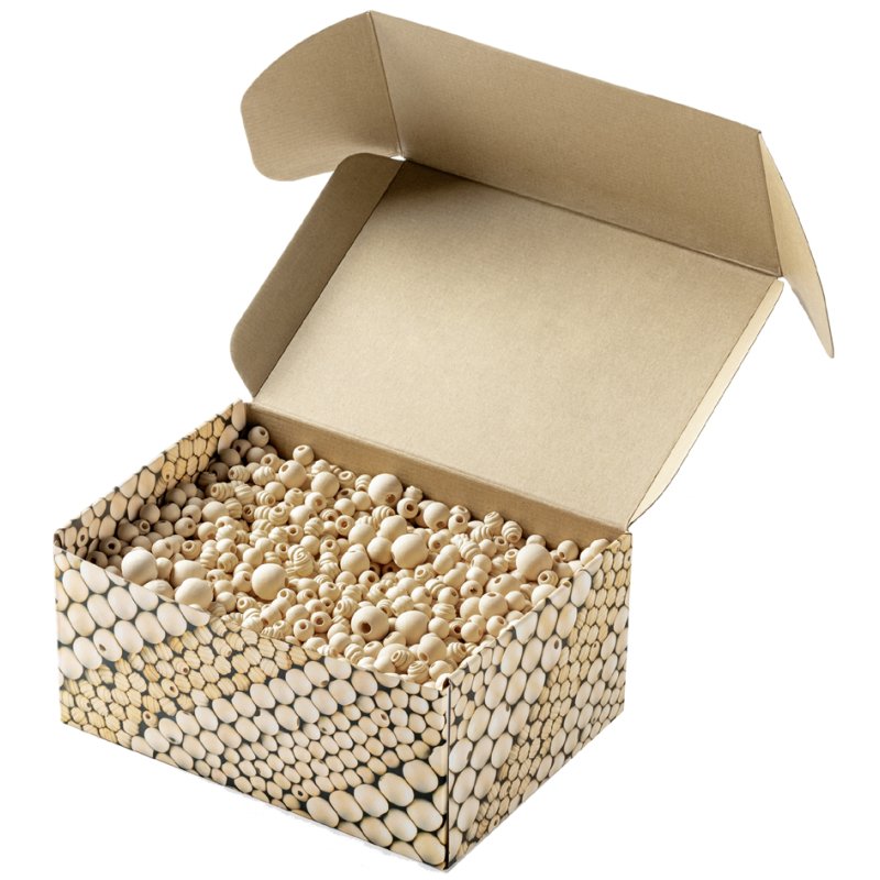 folia houten kralen mix BASIC Jumbobox, 10-18 mm, gekleurd, 1 kg