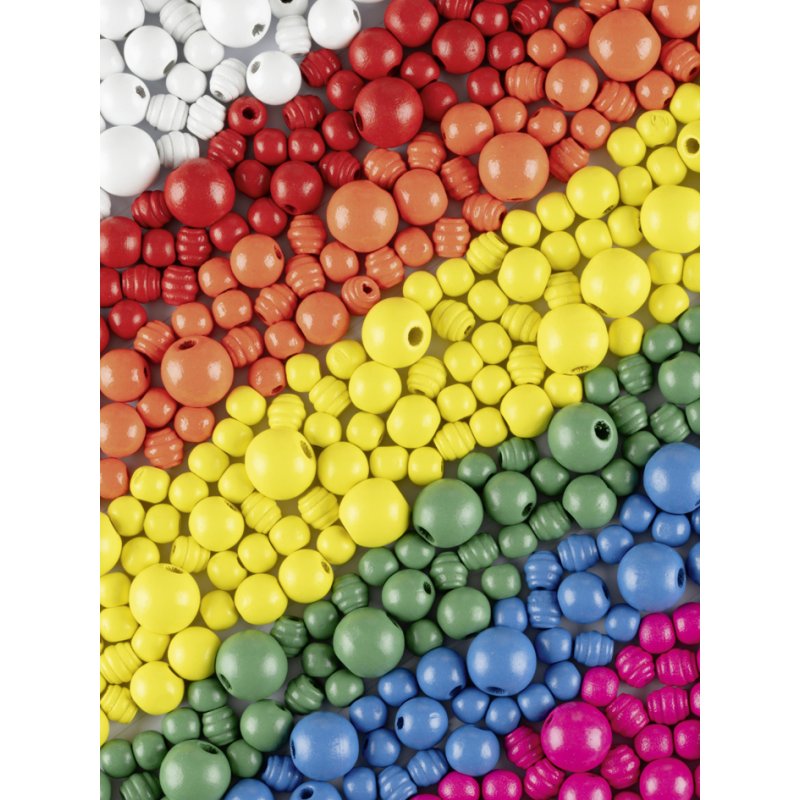 folia houten kralen mix BASIC Jumbobox, 10-18 mm, gekleurd, 1 kg