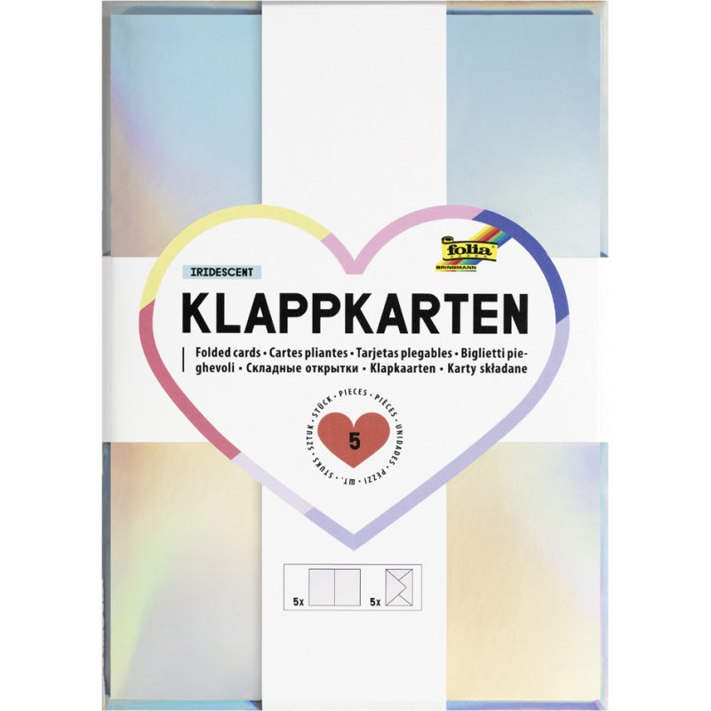 folia wenskaarten set, 105×150 mm, iriserend, 5 stuks