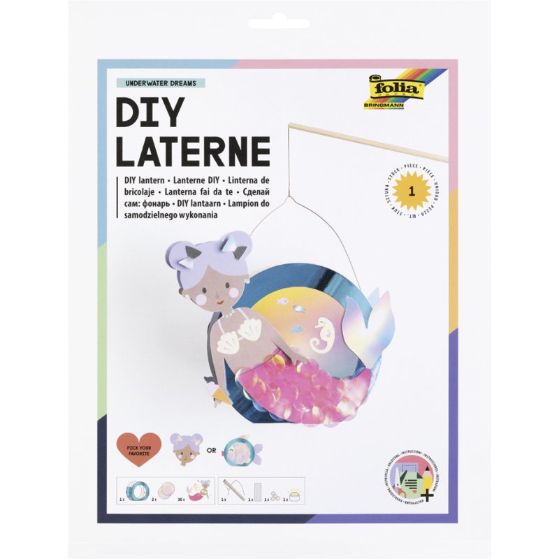 folia lantaarn-knutselset UNDERWATER DREAMS, metallic-blauw, incl. LED-licht