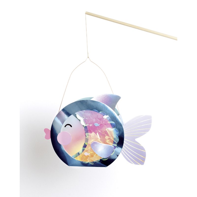 folia lantaarn-knutselset UNDERWATER DREAMS, metallic-blauw, incl. LED-licht