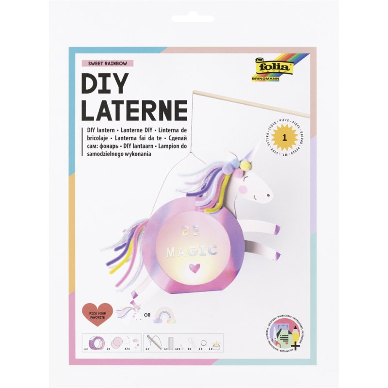 folia knutselset lantaarn SWEET RAINBOW, iriserende roze, incl. laternenstok