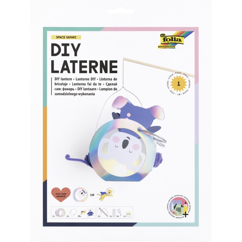 folia knutselset lantaarns Space Safari, metallic-iris-effect, inclusief laternenstok