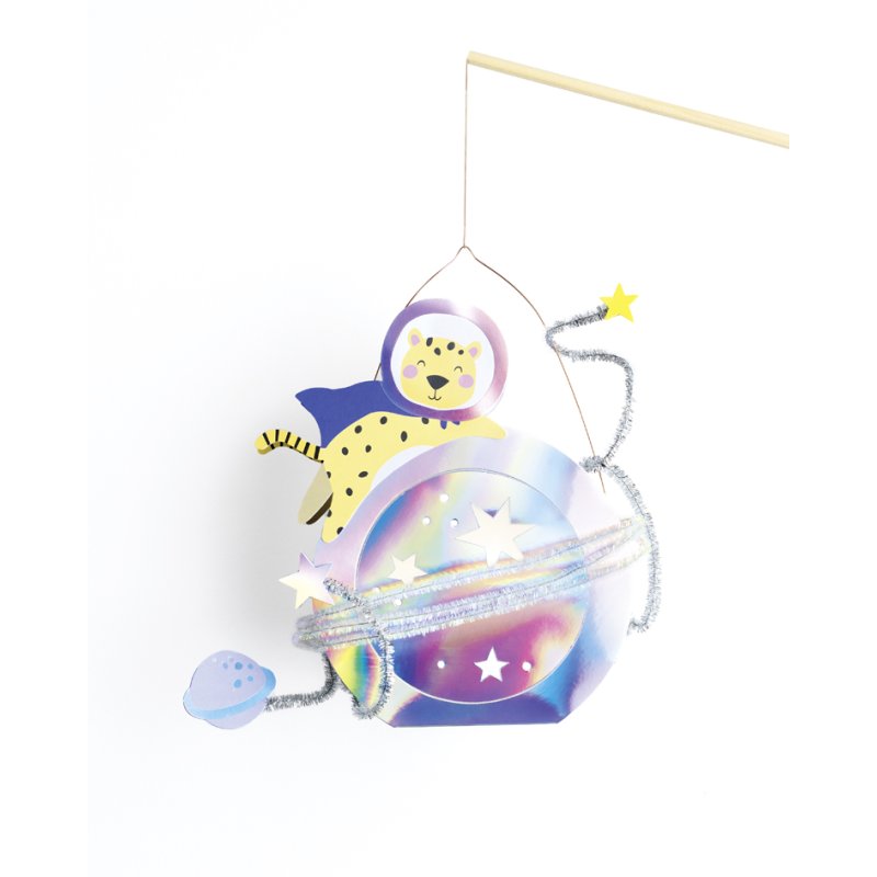 folia knutselset lantaarns Space Safari, metallic-iris-effect, inclusief laternenstok