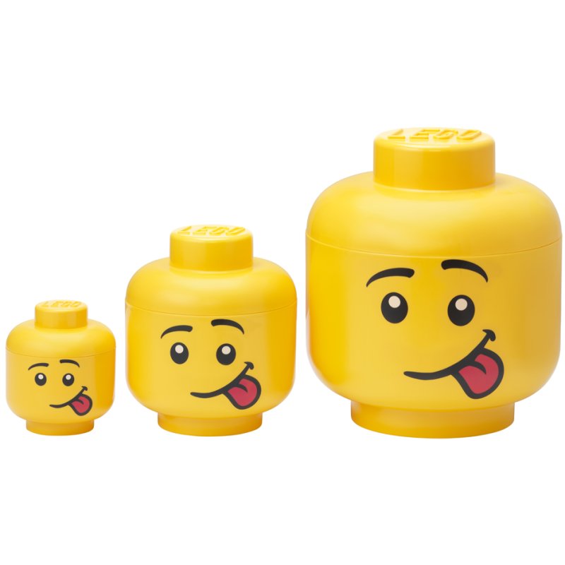LEGO storage head boy set, yellow, 3 sizes, 3-piece