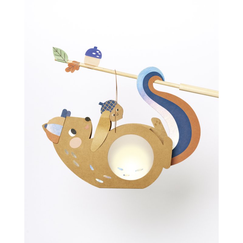 folia knutselset lantaarn EEKHOORN, hout, 600 mm, LED-licht
