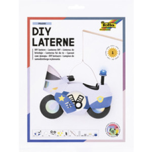 folia lantaarn knutselset POLITIE, politie-motorrad motief, LED-lichten, 600 mm stok