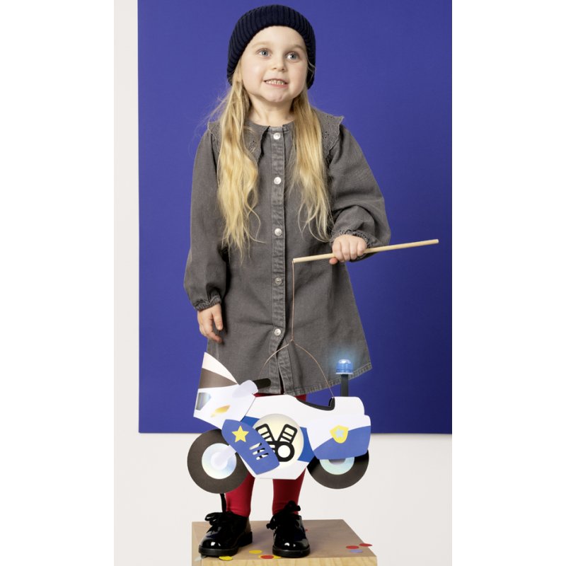 folia lantaarn knutselset POLITIE, politie-motorrad motief, LED-lichten, 600 mm stok