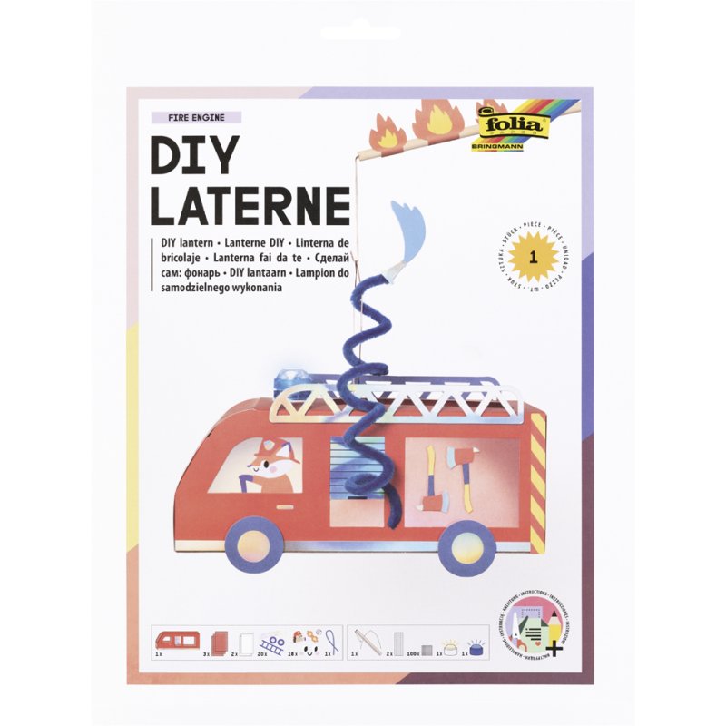 folia knutselset brandweer lantaarns, 1 lantaarn, incl. LED-verlichting en batterijen