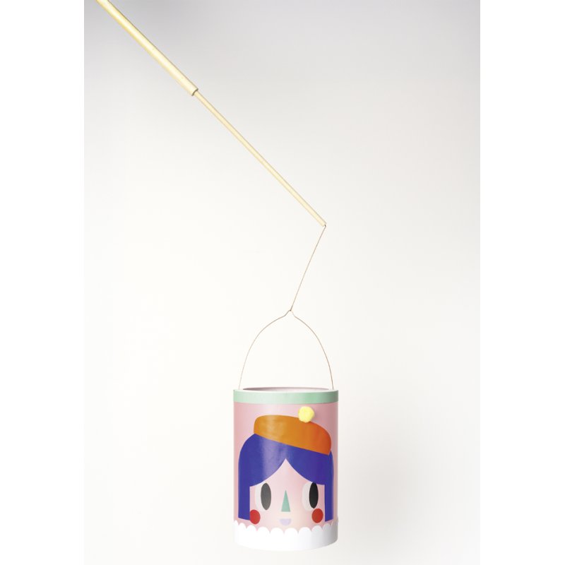 folia lantaarnstok met LED-lamp, hout, 600 mm, warmwit licht