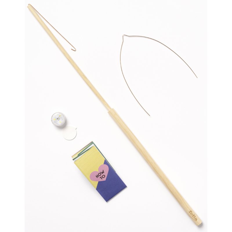 folia lantaarnstok met LED-lamp, hout, 600 mm, warmwit licht