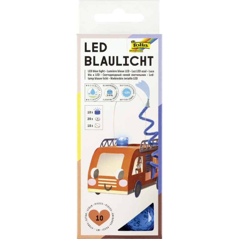 folia LED-blauwlicht, blauw knipperend, 30 mm, 10 stuks