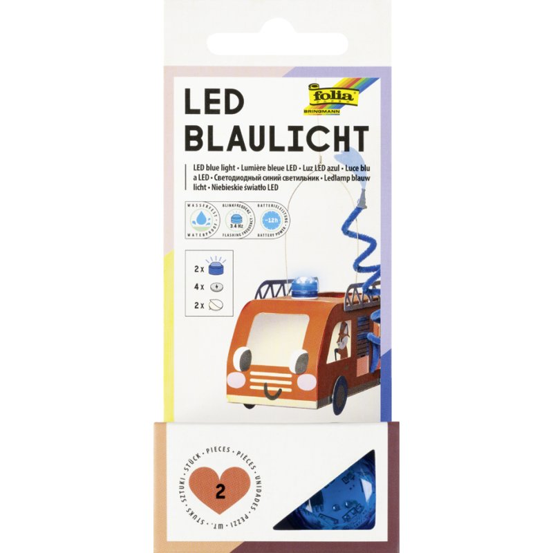 folia LED-blauwlicht, blauw knipperend, 30 mm, 10 stuks