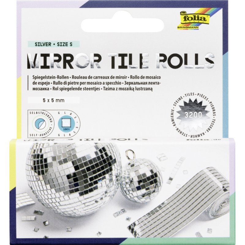 folia spiegelfolie Mirror Tile Rolls, zelfklevend, 40 mm × 1 m, 2 rollen