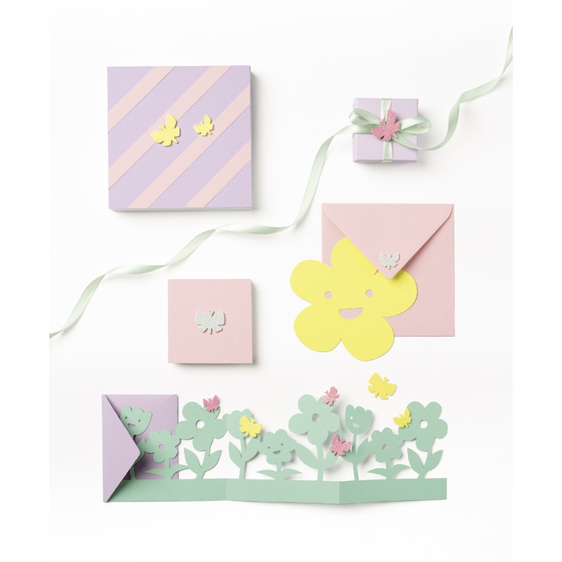 folia Foam Rubber Glitter stickers vlinders, zelfklevend, geel/roze/mint/lila, 40 stuks