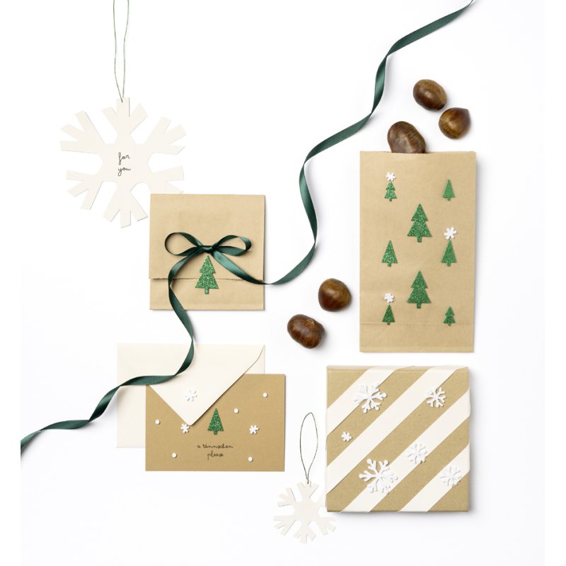 folia schuimrubber glitter stickers kerst, zelfklevend, groen en wit, 53 stuks