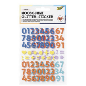 folia Foam Rubber Glitter stickers cijfers, zelfklevend, gekleurd, 112 stuks