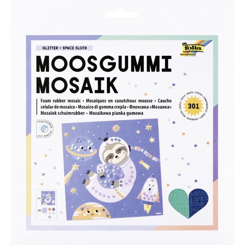 folia mozaïek mousse rubber SPACE SLOTH, 301 delen, 250×250 mm