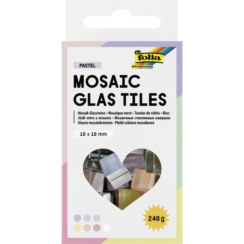 folia mozaïek-glastegels BASIC, 10×10 mm, gekleurd, 300 stuks