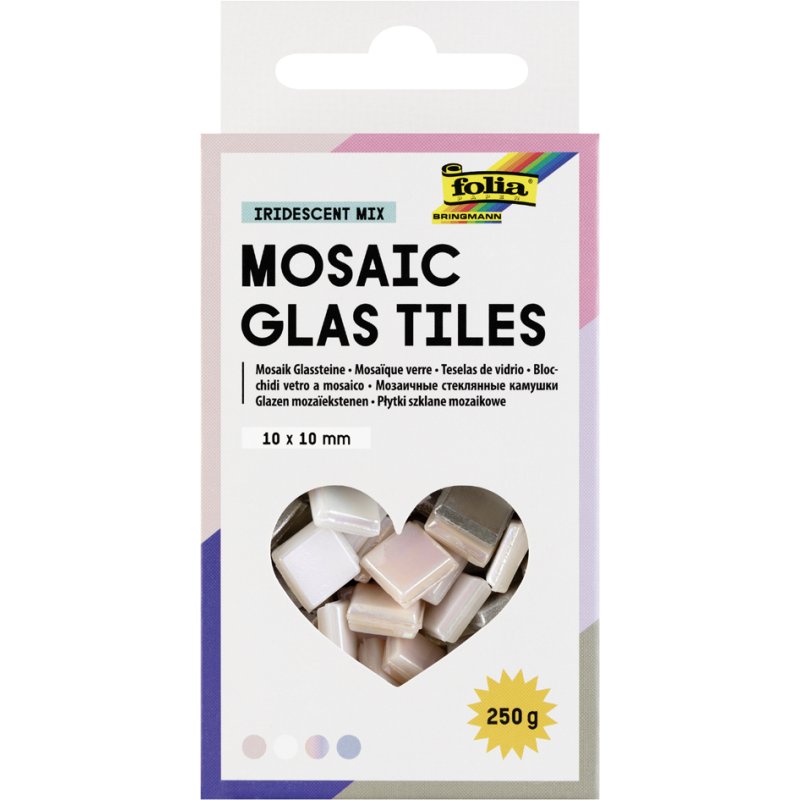 folia mozaïek-glastegels BASIC, 10×10 mm, gekleurd, 300 stuks