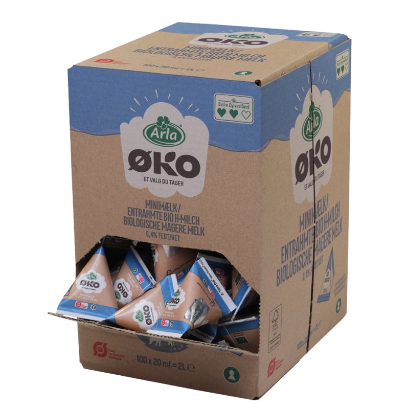 HELLMA Arla BIO melkportie 0,4% vet, 100 stuks à 20 ml, displaydoos