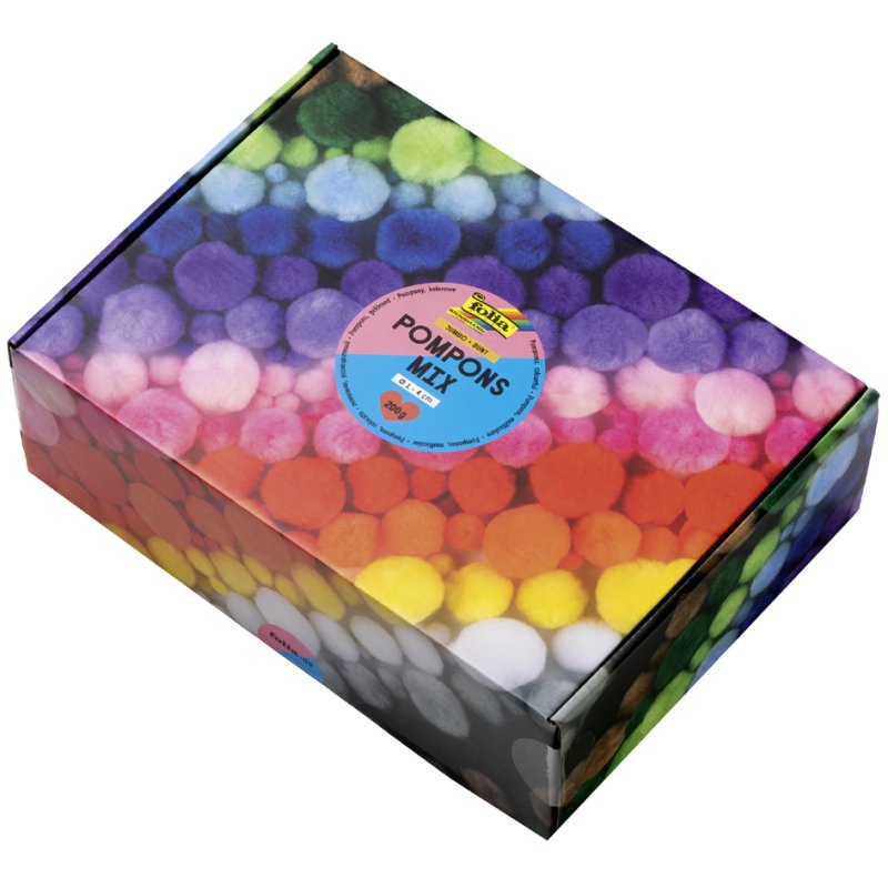 folia pompons-mix gekleurd Jumbobox, gesorteerd, 200 g