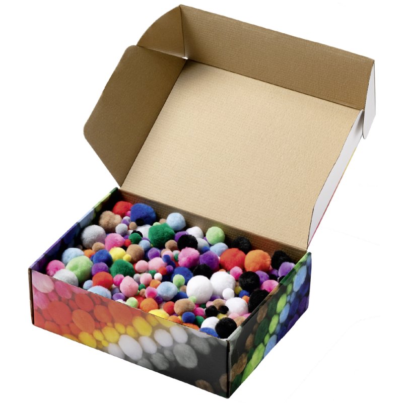 folia pompons-mix gekleurd Jumbobox, gesorteerd, 200 g