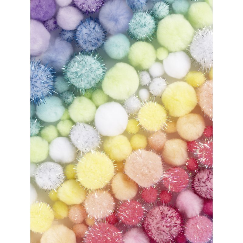folia pompons mix pastel jumbobox, gesorteerd, 300 gram, ca. 900 stuks