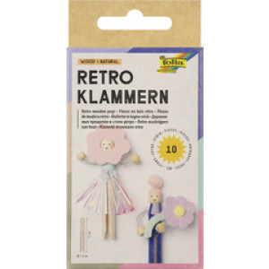 folia Retro-paperclips, berkenhout, 110 mm, 10 stuks