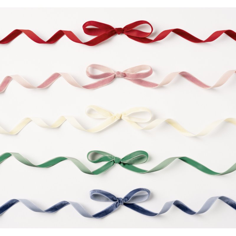 folia fluweel lintjes set PASTEL, diverse kleuren, 10 mm × 2 m, 5 stuks