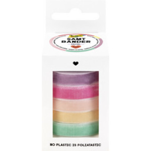 folia fluweel lintjes set PASTEL, diverse kleuren, 10 mm × 2 m, 5 stuks