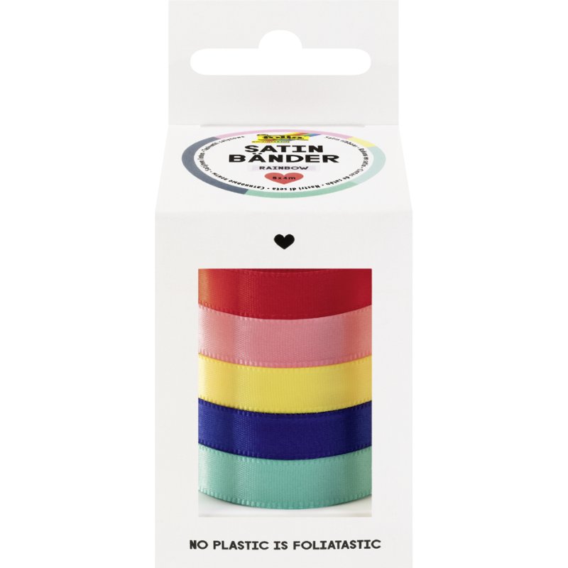 folia Satijnen Linten Set Classic, kleurrijk gesorteerd, 10 mm × 4 m, 5 stuks