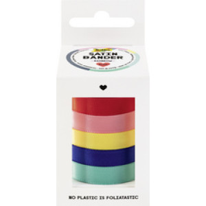 folia Satijnen Linten Set Classic, kleurrijk gesorteerd, 10 mm × 4 m, 5 stuks