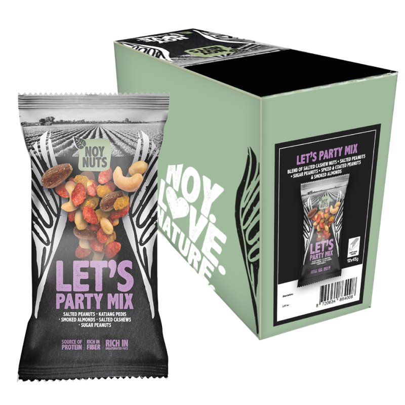 HELLMA NoyNuts mélange de noix Let's Party, sachets individuels 45 g, 12 pièces