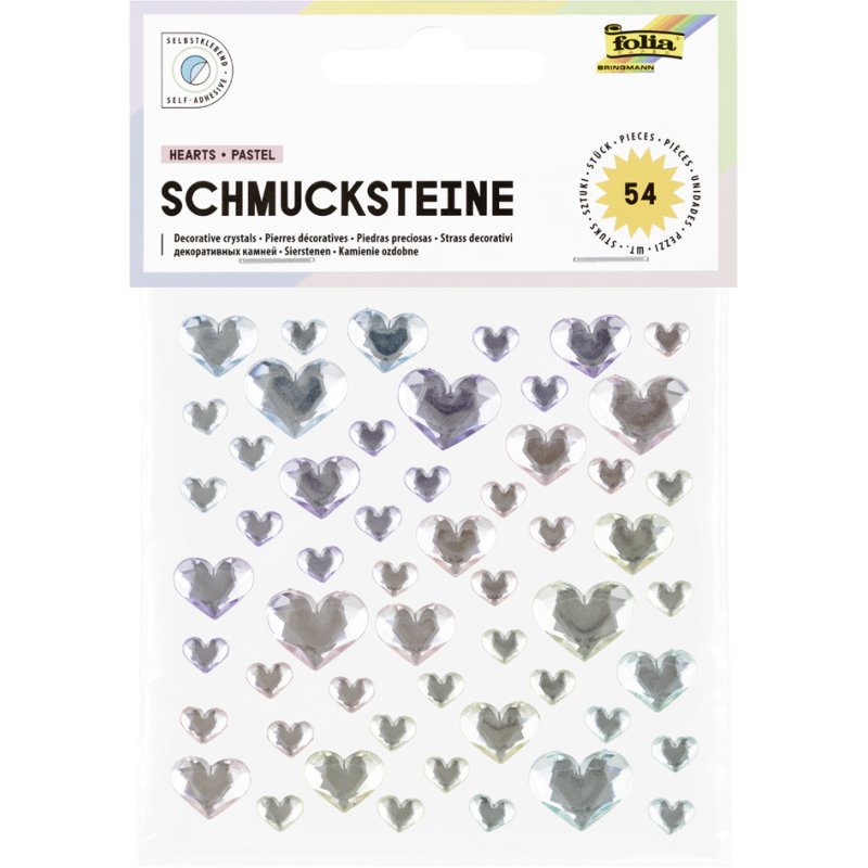 folia sierstenen HEARTS BASIC, zelfklevend, hartvorm, 54 stuks