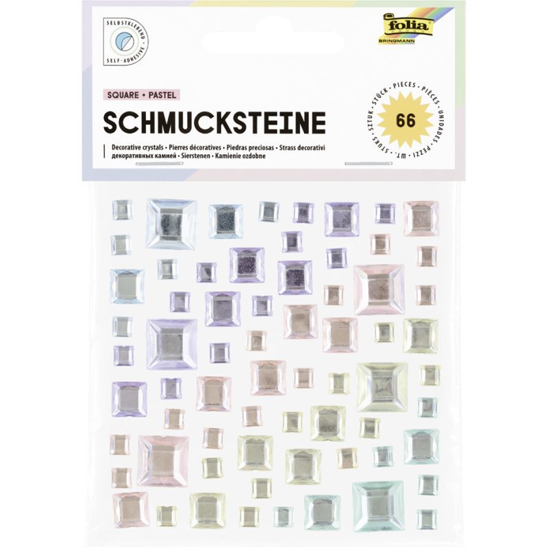folia vierkante sierstenen, iriserende afwerking, zelfklevend, 67 stuks