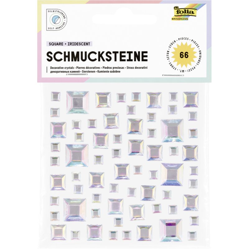 folia vierkante sierstenen, iriserende afwerking, zelfklevend, 67 stuks