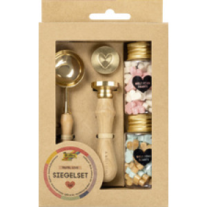 folia zegelset PASTEL LOVE, inclusief houten handvat, wit roze goud mint