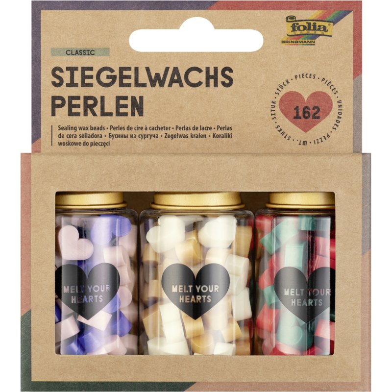 folia lakzegel parels PASTEL, gesorteerde kleuren, 162 stuks, 3 doosjes