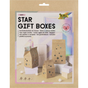 folia cadeaudoosjes-set Star gift boxes, kraftpapier, 6 doosjes, roségoud draad